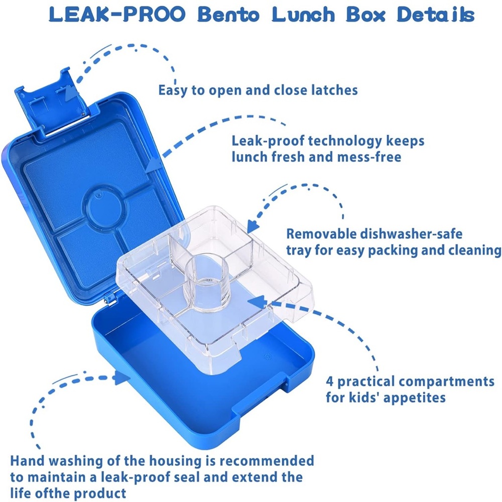 Leak-Proof Blue Bento Lunch Box